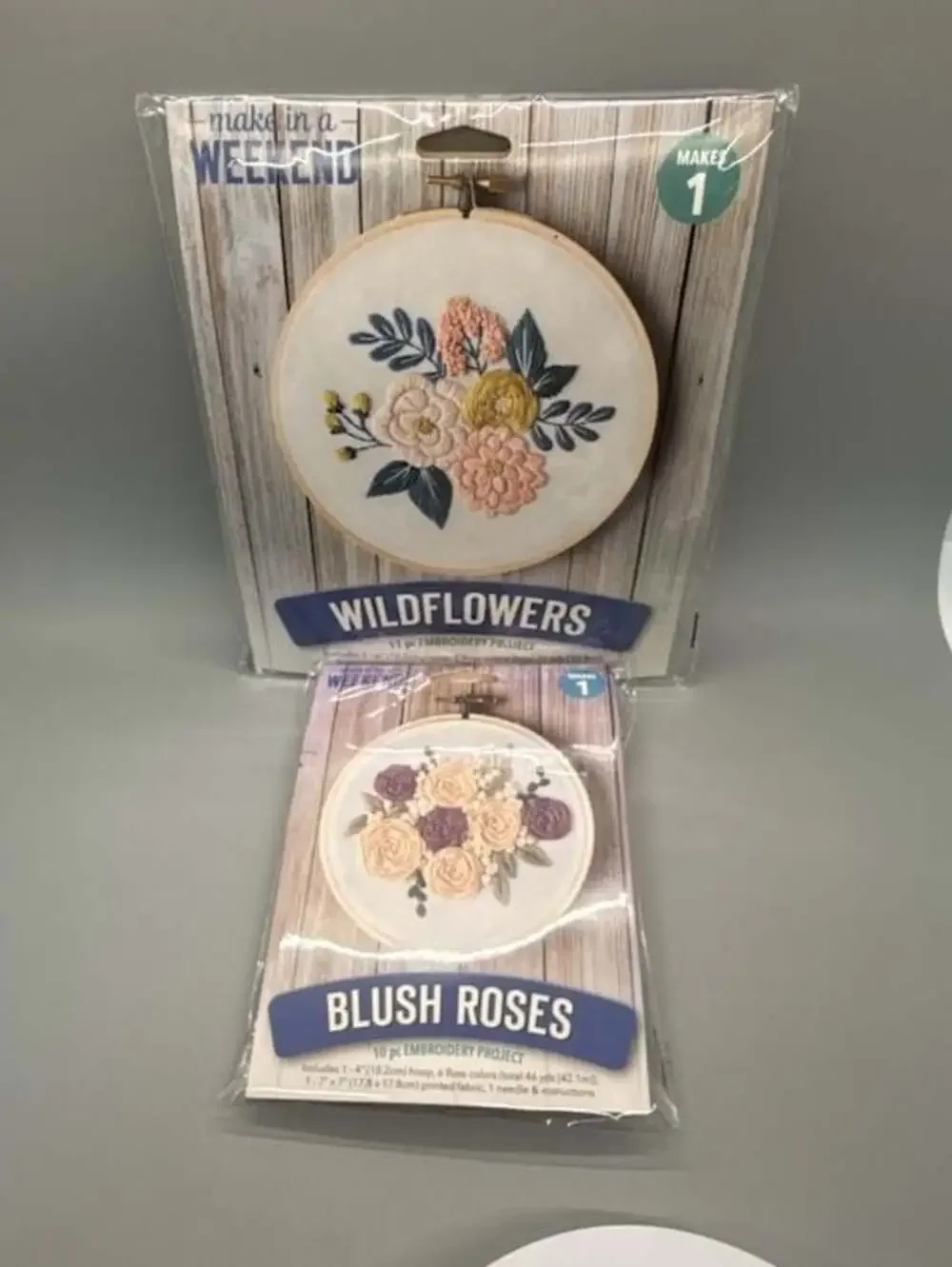 Lot of Leisure Arts Make in a Weekend Embroidery Kits Wildflowers & Blush Roses